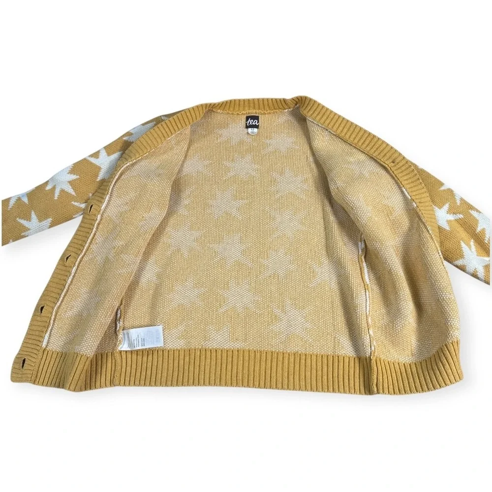 Tea Collection Kids‎ Girls Yellow Star Knit Cardigan Sweater S P 4-5